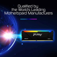 Kingston FURY Beast KF436C18BB2AK2/64 64GB (2x 32GB) DIMM System Memory, 3600MHz, DDR4, CL18, Black, RGB, Intel XMP
