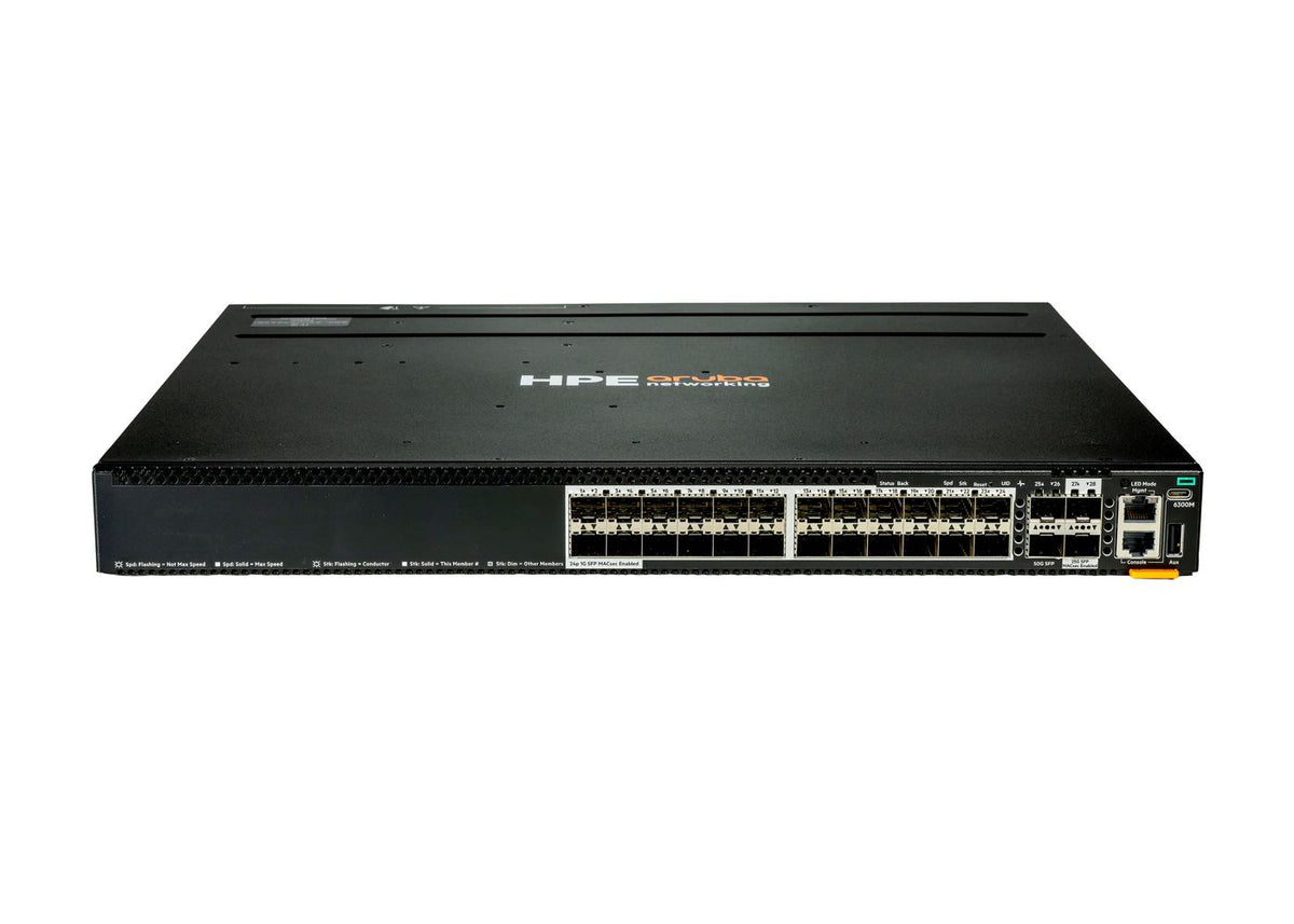 Hewlett Packard Enterprise Aruba Networking CX 6300M 24p SFP 1G 2p SFP56 50G 2p SFP28 25G MACsec Switch