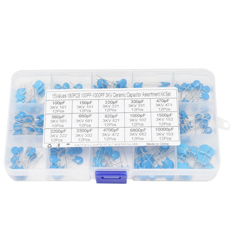 180pcs High Voltage Capacitor Assortment