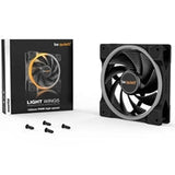 be quiet! Light Wings PWM High Speed Addressable RGB Fan, 120mm, 2500RPM, 4-Pin PWM Fan & 3-Pin ARGB Connectors, Black Frame, Black Blades, ARGB Lighting on Front & Rear