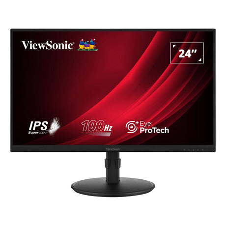 Viewsonic VA2408-HDJ 24 Inch IPS Monitor, Full HD, 100Hz, 5ms, VGA, HDMI, Display Port, Height Adjust, Pivot, Swivel, Int PSU, VESA