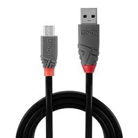 Lindy 36730 0.2m USB 2.0 Type A to Micro-B Cable, Anthra Line
