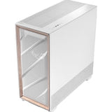 Antec Flux PRO Full Tower PC Case with Tempered Glass, White/Wood, 6 Pre-Installed Fans, USB Type-C, E-ATX/ATX/mATX/mITX Compatibility