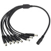 Cavo splitter di alimentazione a 8 vie DC 1x femmina 8x maschio con spina 5.5 x 2.1mm per CCTV - Nero