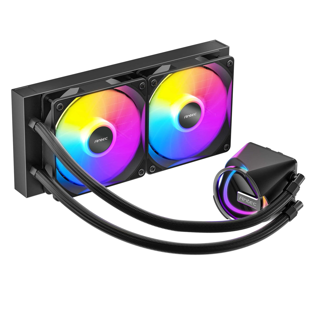 Antec Skeleton 240 ARGB Liquid CPU Cooler, Universal Socket, Black, 240mm Radiator, PWM up to 2000 RPM Cooling Fans, Addressable RGB LED Lighting