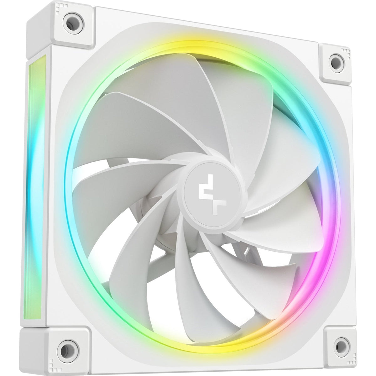 DeepCool FL12 120mm PWM 3 Pack Reverse White Fan - High Performance, Low Noise, Fluid Dynamic Bearing, 36 ARGB LEDs, 500-2150 RPM, 55 CFM Airflow, 4-Pin PWM Control