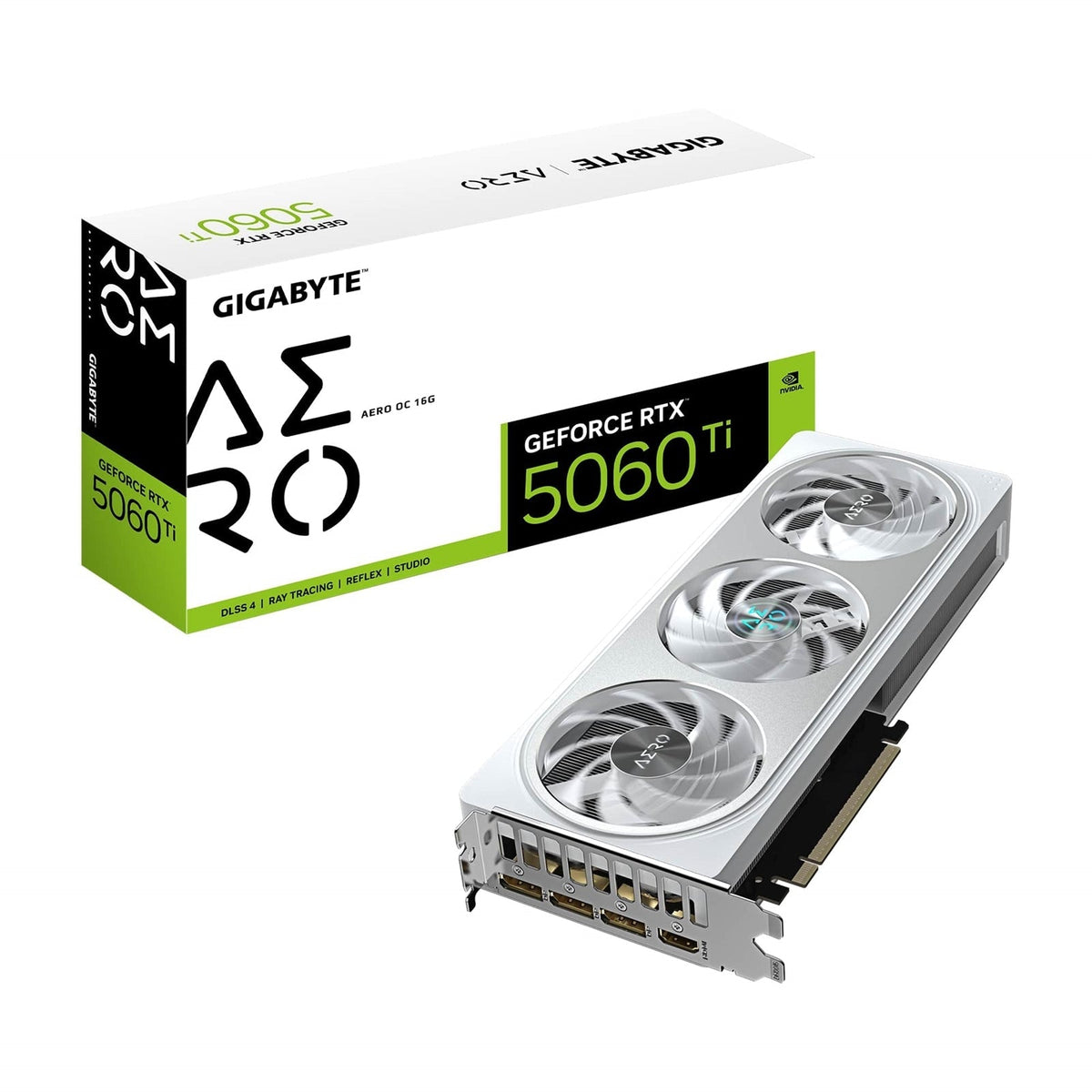 Gigabyte NVIDIA GeForce RTX 5060 Ti AERO OC 16GB GDDR7 Graphics Card, 4608 CUDA Cores, 2647 MHz Core Clock, Triple Fan, 3x DisplayPorts / 1x HDMI Port