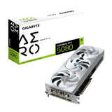 Gigabyte NVIDIA GeForce RTX 5080 AERO OC SFF 16GB GDDR7 Graphics Card, 10752 CUDA Cores, 2730 MHz Core Clock, Triple Fan, White, RGB, 3x DisplayPorts / 1x HDMI Ports