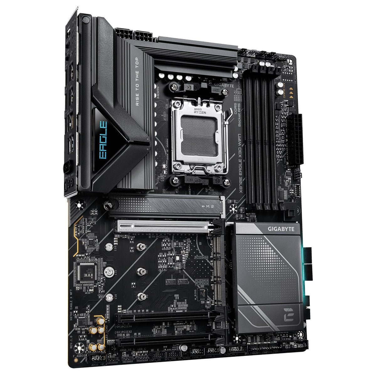 Gigabyte X870E EAGLE X3D WIFI7 AMD AM5 Socket Motherboard, ATX, 4x DDR5 Slots, 4x M.2 Sockets, Fitted I/O Shield, 5GbE LAN, Wi-Fi 7, 1x HDMI Port / 2x USB-C (USB4)