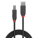 LINDY 36674 Anthra Line USB Cable, USB 2.0 Type-A (M) to USB 2.0 Type-B (M), 3m, Black & Red, Supports Data Transfer Speeds up to 480Mbps, Robust PVC Housing, Nickel Connectors & Gold Plated Contacts, Retail Polybag Packaging