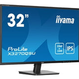 iiyama PROLITE X3270QSU-B1 32 Inch IPS Monitor, Black, 2560x1440, 3ms, 100hz, FreeSync, HDMI, Display Port, USB Hub, Speakers, Int PSU, VESA
